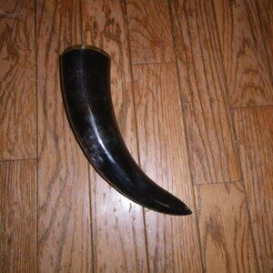Vintage Handcrafted Viking Drinking Genuine Bull Horn w/ Brass Rim